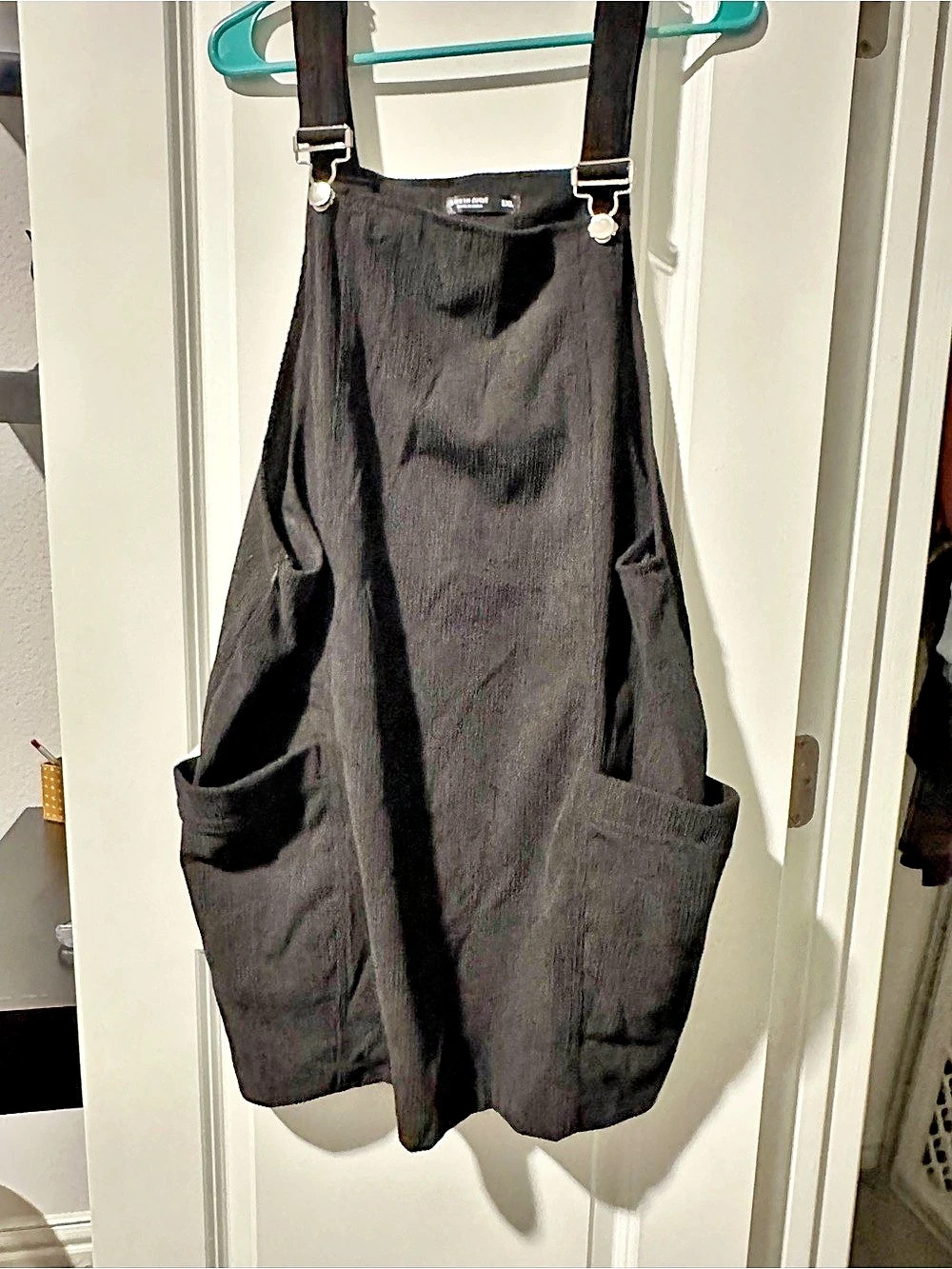 SHEIN Curve Plus Size Black Corduroy Overall Pinafore Dress Sixe 1XL